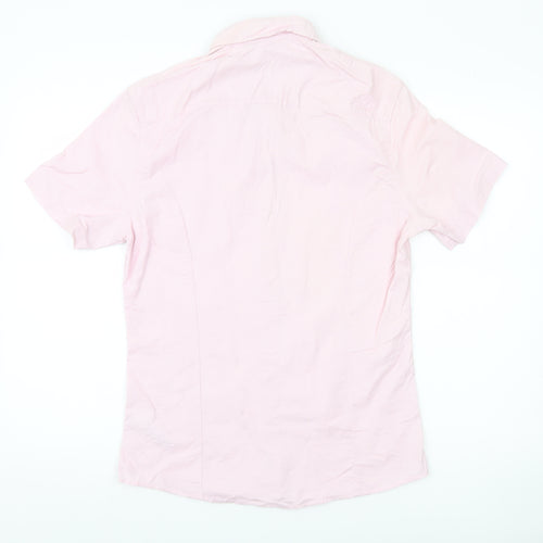 ASOS Men Pink Slim Fit Short Sleeve Button-Down Shirt Medium 38-40"