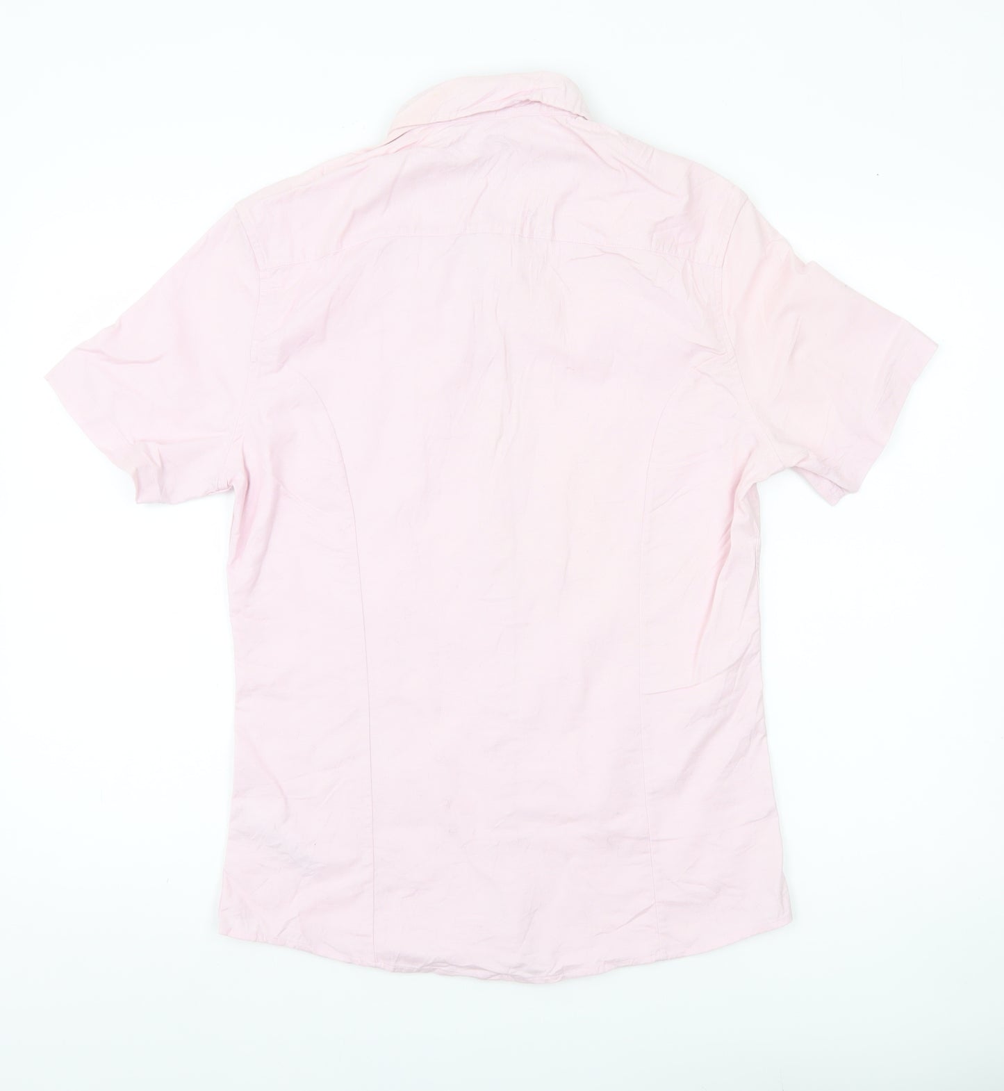 ASOS Men Pink Slim Fit Short Sleeve Button-Down Shirt Medium 38-40"
