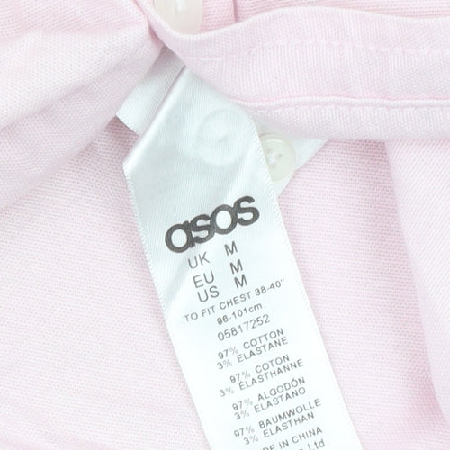ASOS Men Pink Slim Fit Short Sleeve Button-Down Shirt Medium 38-40"