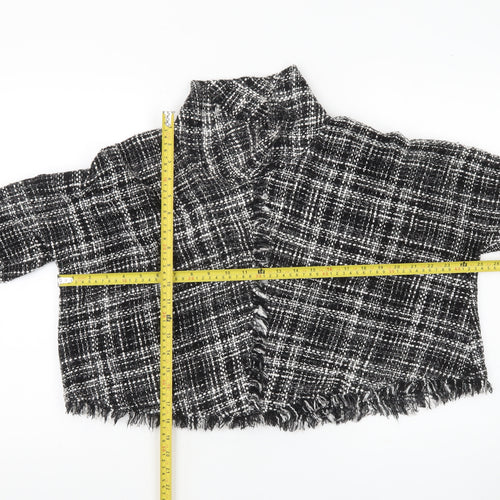 Zara Women Black Check Cropped Tweed Blouse Size M