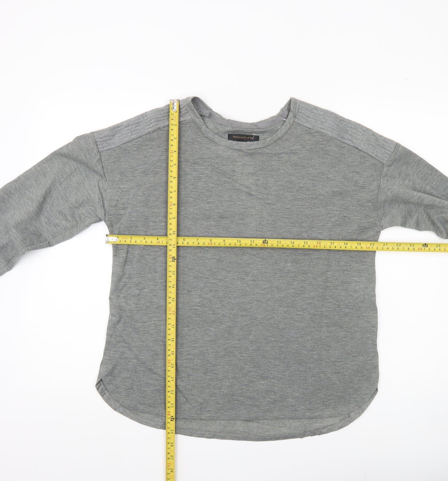 Donna Karan Women Grey Long Sleeve Basic Jersey T-Shirt Size M
