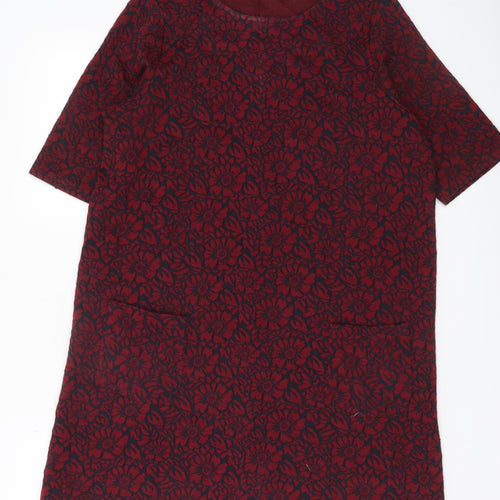 Cooperative Women’s Red Floral Shift Dress M Knee Length Cotton