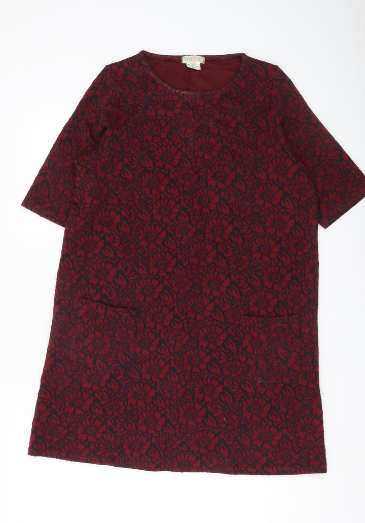 Cooperative Women’s Red Floral Shift Dress M Knee Length Cotton