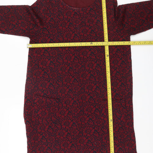 Cooperative Women’s Red Floral Shift Dress M Knee Length Cotton