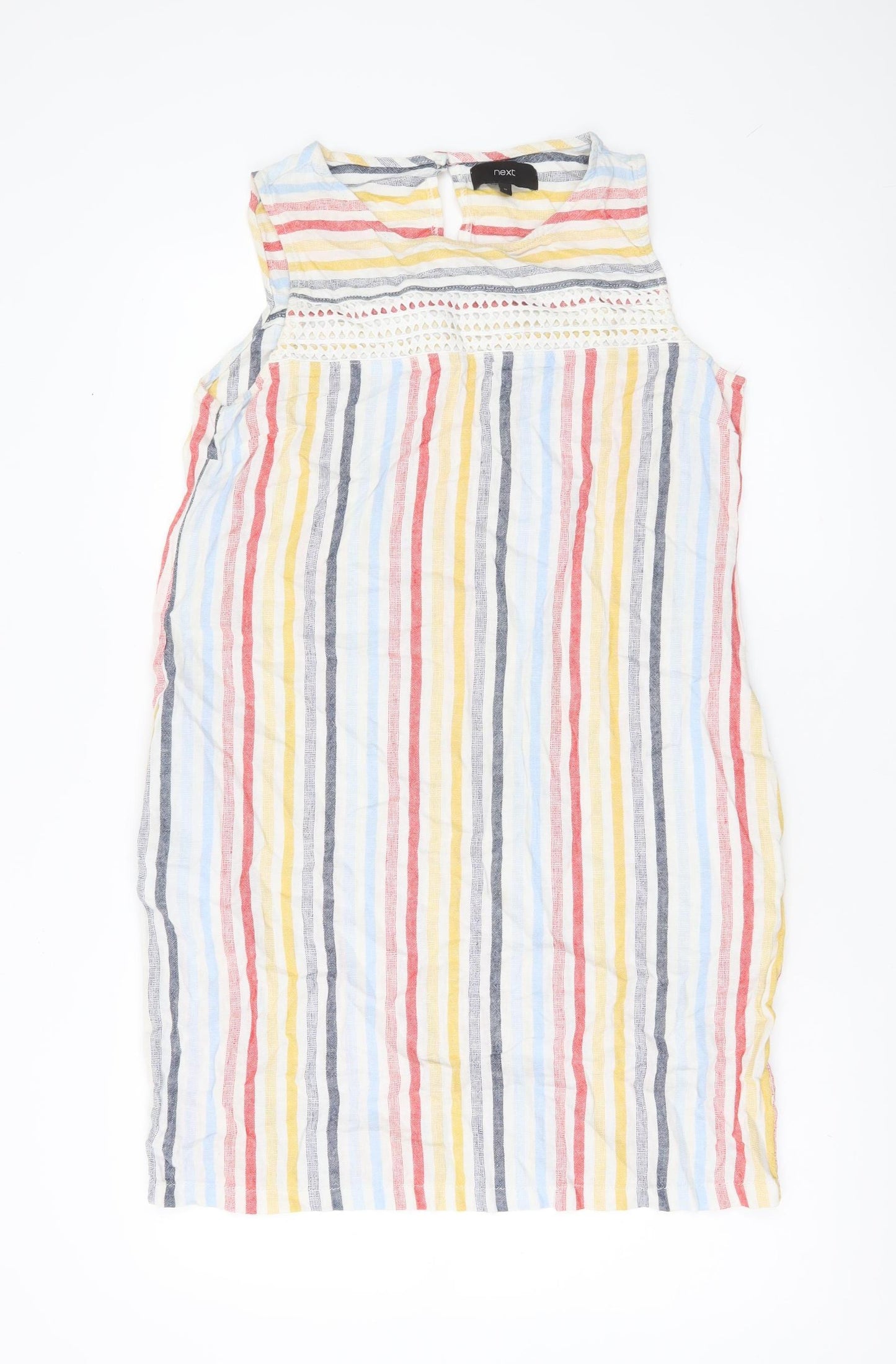Next Women’s Multicoloured Striped Shift Dress Size 12 Sleeveless Cotton