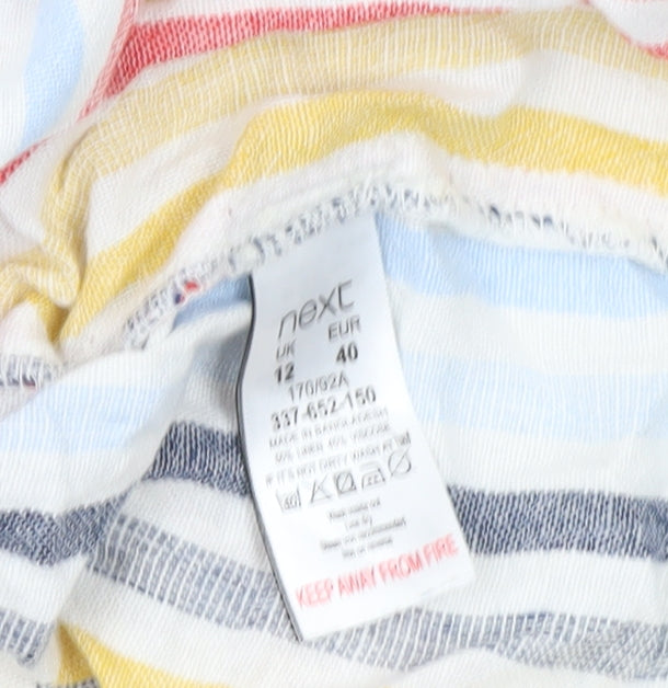 Next Women’s Multicoloured Striped Shift Dress Size 12 Sleeveless Cotton