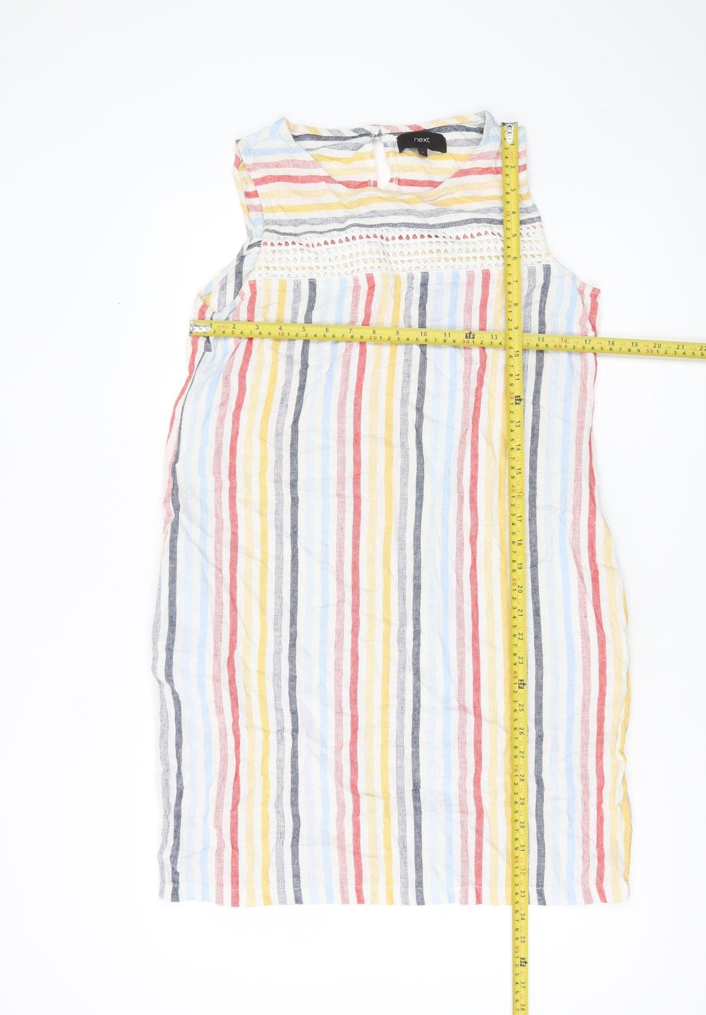 Next Women’s Multicoloured Striped Shift Dress Size 12 Sleeveless Cotton