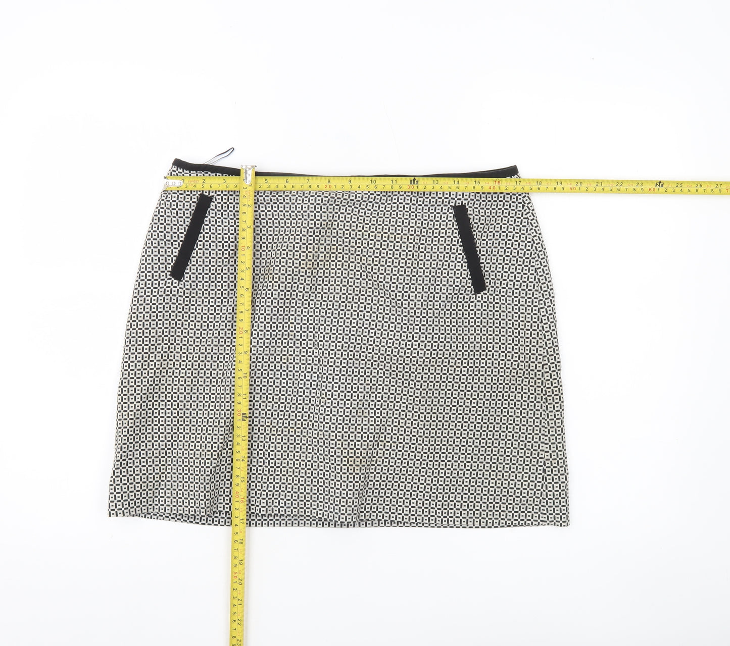 Marks and Spencer Women’s Black Geometric Pencil Skirt Size 14