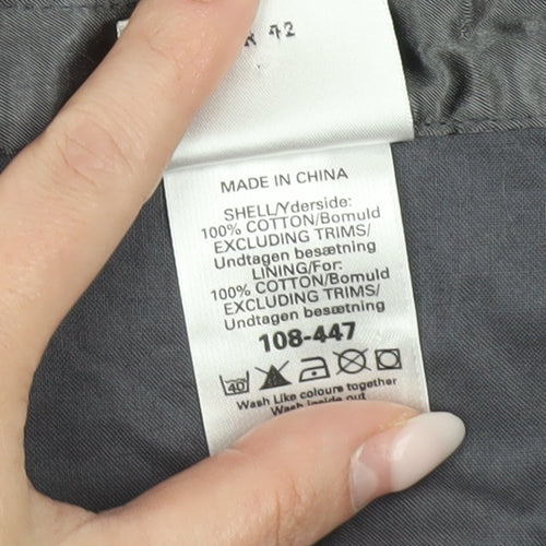 Next Womens Grey Floral Embroidered A-Line Skirt Size 14 Lined Cotton