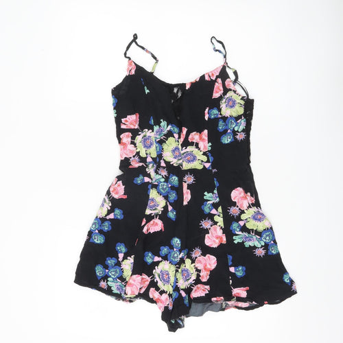 Lost Society Women’s Black Floral Sleeveless Playsuit Size 14