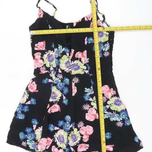 Lost Society Women’s Black Floral Sleeveless Playsuit Size 14