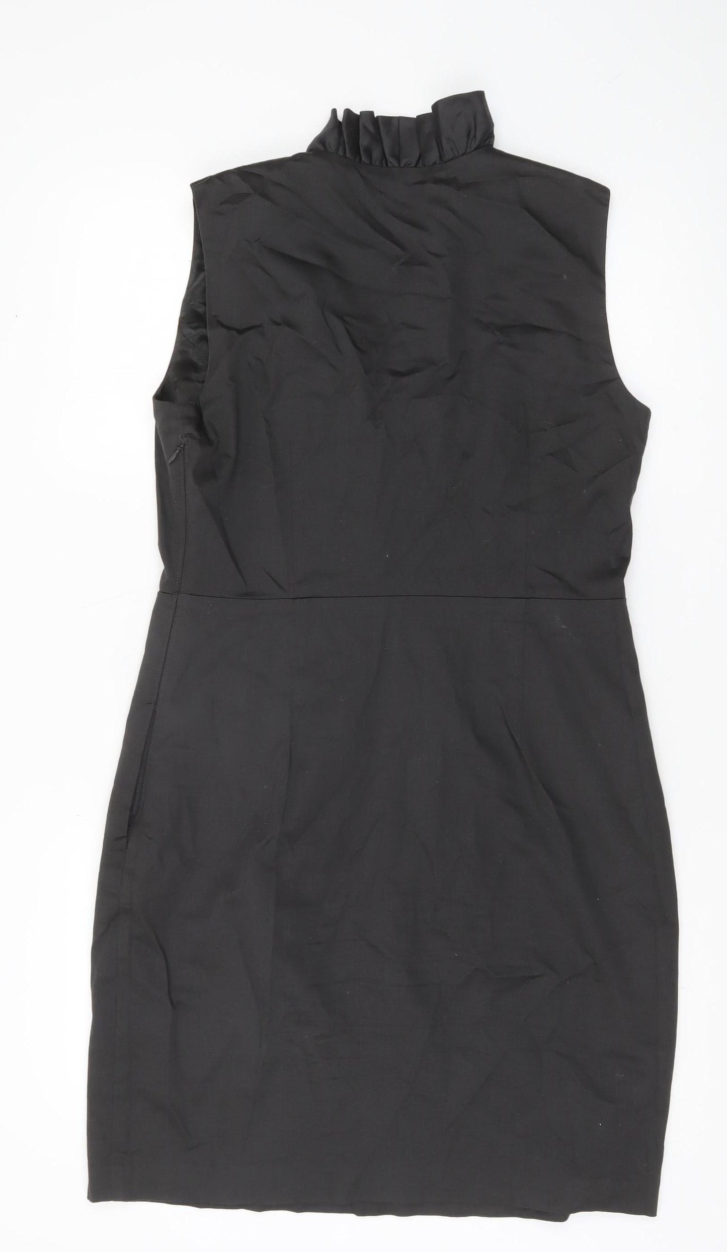 Ted Baker Women's Black Size 10 Sheath Knee Length Ruffle Dress