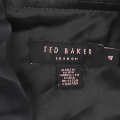 Ted Baker Women's Black Size 10 Sheath Knee Length Ruffle Dress