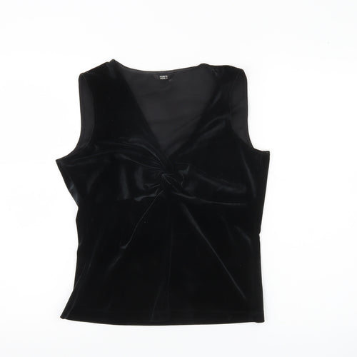 Marks and Spencer Women’s Black Velvet V-Neck Sleeveless Blouse UK14