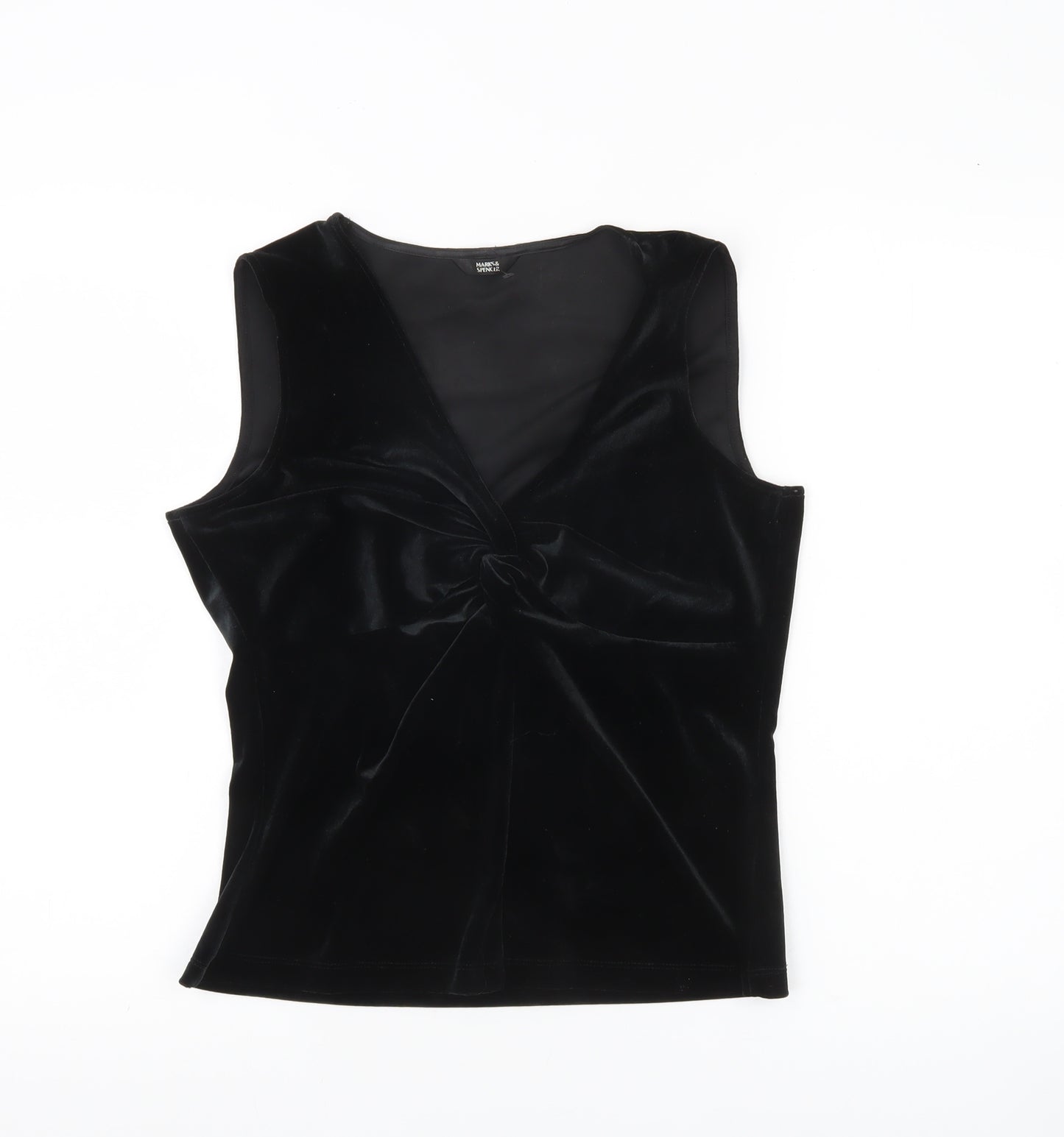 Marks and Spencer Women’s Black Velvet V-Neck Sleeveless Blouse UK14