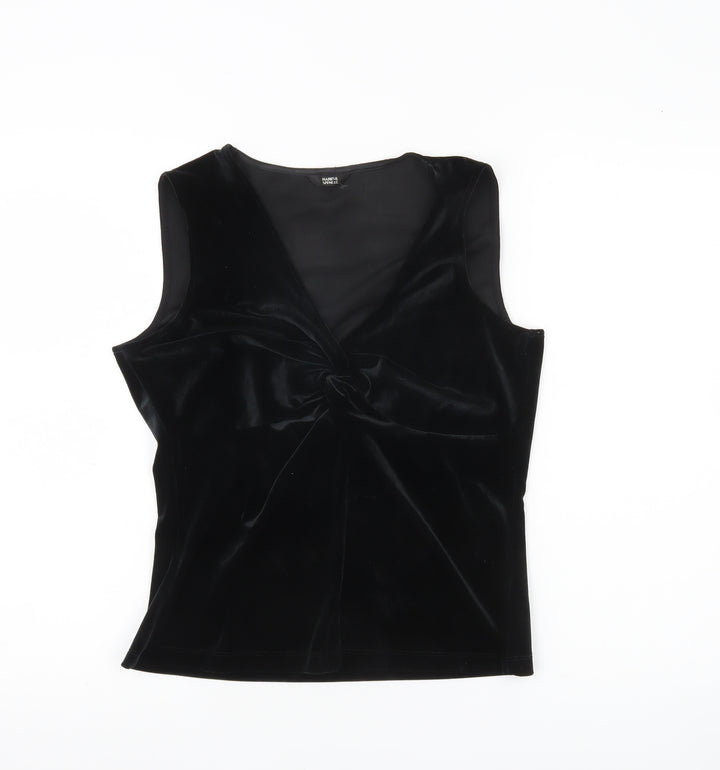 Marks and Spencer Women’s Black Velvet V-Neck Sleeveless Blouse UK14