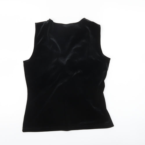 Marks and Spencer Women’s Black Velvet V-Neck Sleeveless Blouse UK14
