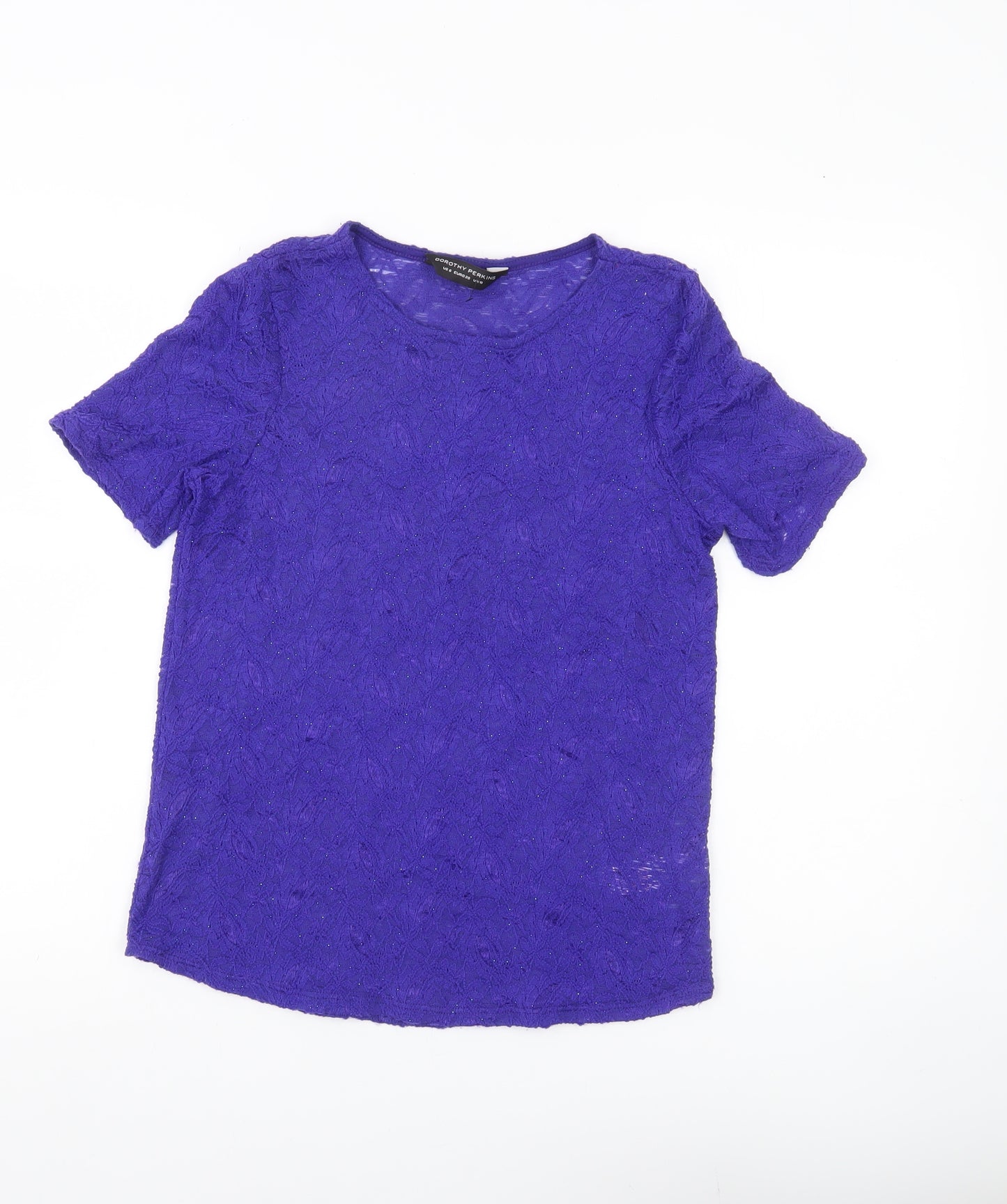 Dorothy Perkins Women’s Purple Lace Glitter T-Shirt Top Size 10