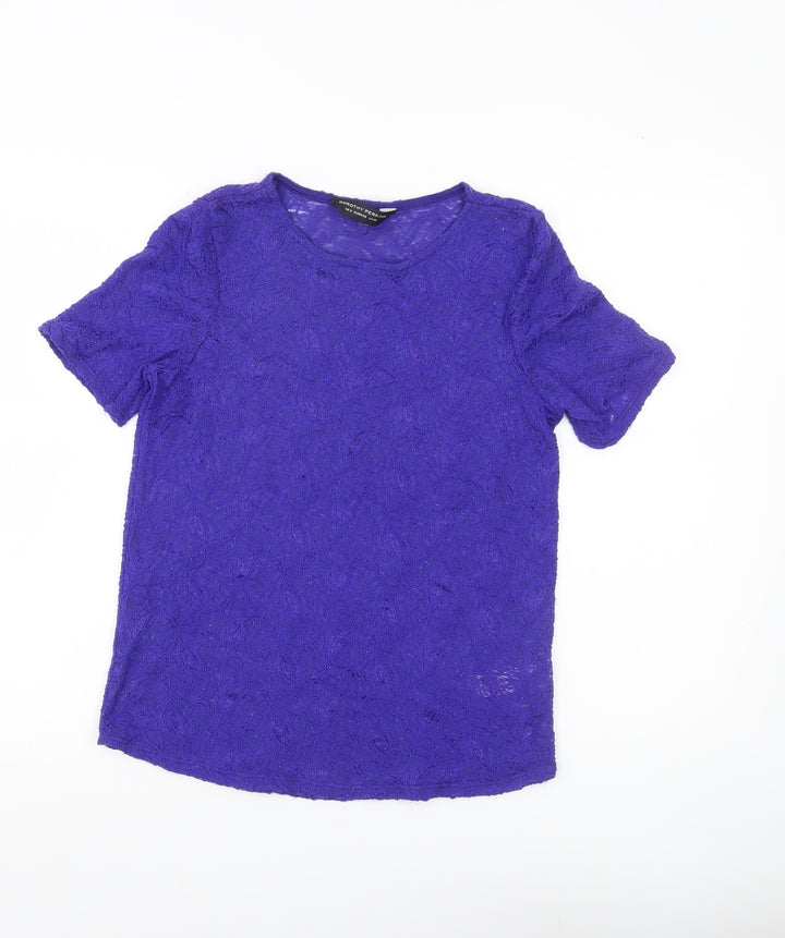 Dorothy Perkins Women’s Purple Lace Glitter T-Shirt Top Size 10