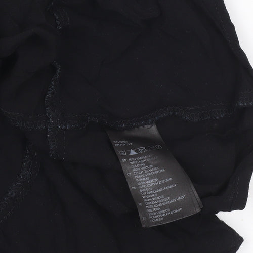 H&M Womens Black Tunic Blouse Size 10 Sleeveless Viscose Ruffle