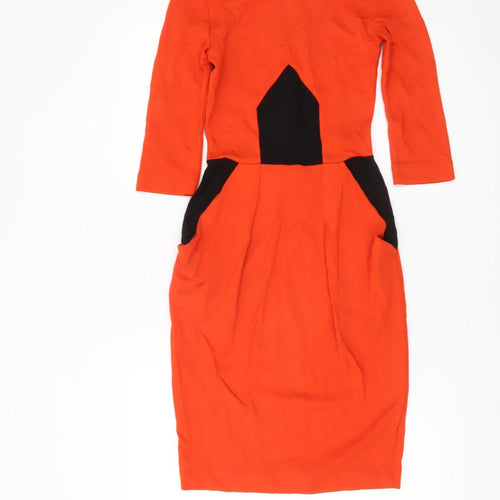French Connection Women’s Orange Black Sheath Dress UK 6