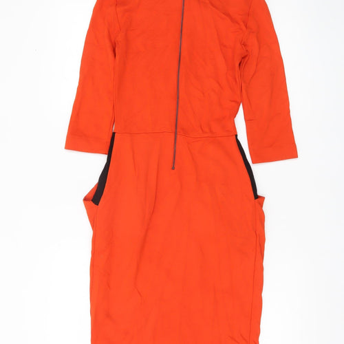 French Connection Women’s Orange Black Sheath Dress UK 6