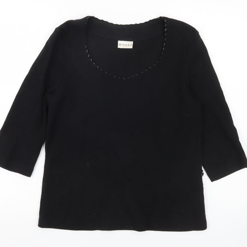 Minuet Womens Black Size 12 Scoop Neck 3/4 Sleeve Stretch Blouse