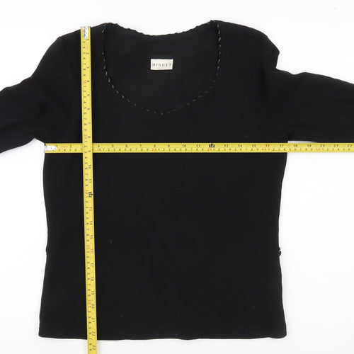 Minuet Womens Black Size 12 Scoop Neck 3/4 Sleeve Stretch Blouse