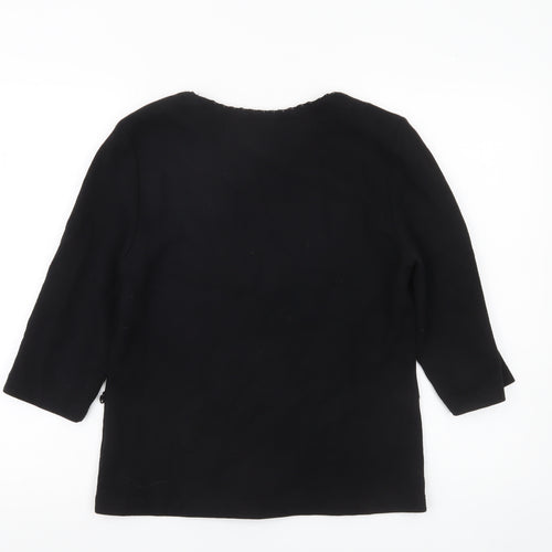 Minuet Womens Black Size 12 Scoop Neck 3/4 Sleeve Stretch Blouse