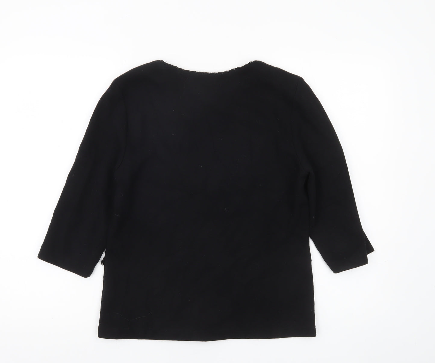Minuet Womens Black Size 12 Scoop Neck 3/4 Sleeve Stretch Blouse