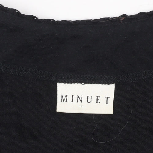 Minuet Womens Black Size 12 Scoop Neck 3/4 Sleeve Stretch Blouse