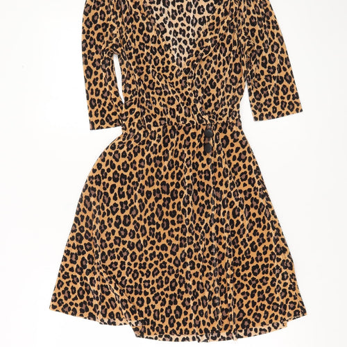 ASOS Women’s Brown Leopard Print Wrap Dress Size 6