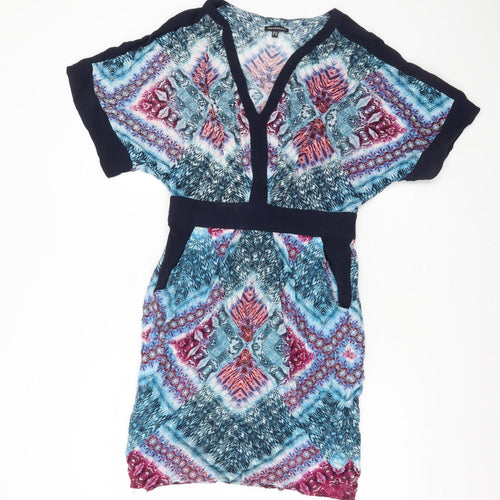 Warehouse Women’s Multicoloured UK 10 Wrap Dress Boho V-Neck