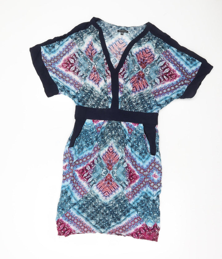 Warehouse Women’s Multicoloured UK 10 Wrap Dress Boho V-Neck