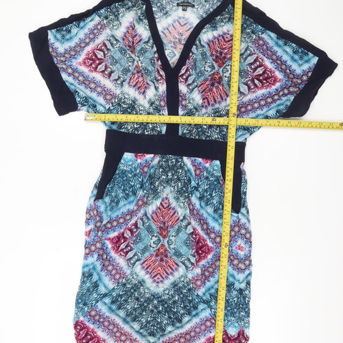Warehouse Women’s Multicoloured UK 10 Wrap Dress Boho V-Neck