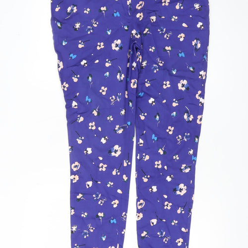 F&F Womens Purple Floral Slim Fit Stretch Trousers Size 14