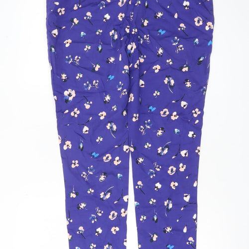F&F Womens Purple Floral Slim Fit Stretch Trousers Size 14