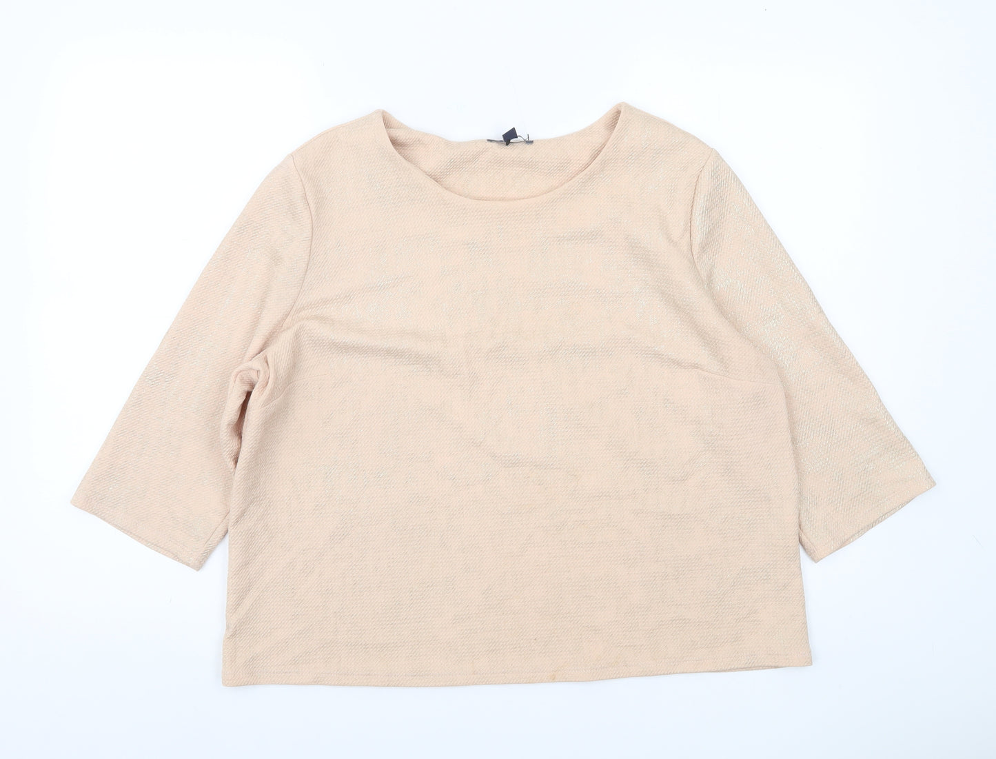 Kiabi Women’s Beige Blouse Size 18 3/4 Sleeve Round Neck Top