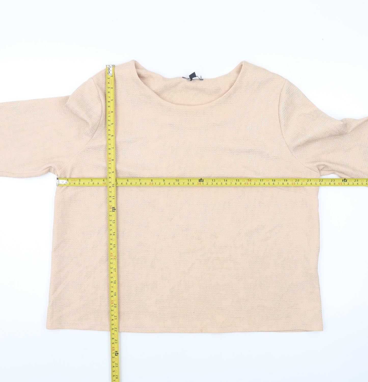 Kiabi Women’s Beige Blouse Size 18 3/4 Sleeve Round Neck Top