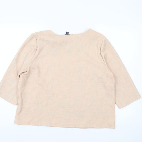 Kiabi Women’s Beige Blouse Size 18 3/4 Sleeve Round Neck Top