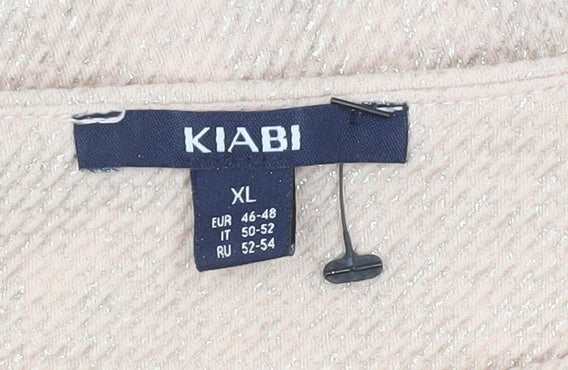 Kiabi Women’s Beige Blouse Size 18 3/4 Sleeve Round Neck Top