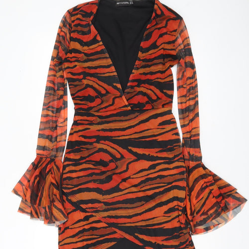 PrettyLittleThing Women’s Multicoloured Animal Print Mini Wrap Dress UK 10