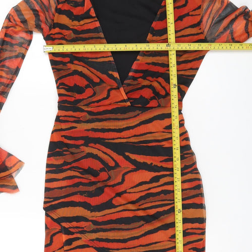PrettyLittleThing Women’s Multicoloured Animal Print Mini Wrap Dress UK 10