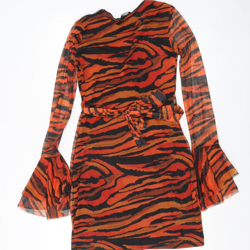 PrettyLittleThing Women’s Multicoloured Animal Print Mini Wrap Dress UK 10