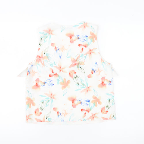 Mango Women’s Multicoloured Floral Ruffle Sleeveless Blouse Size 8