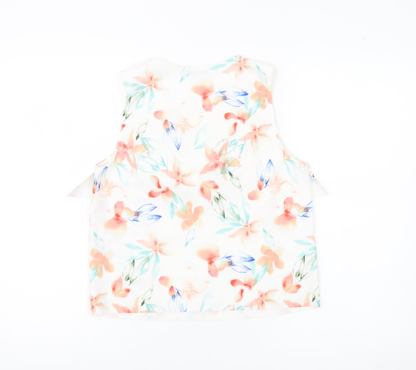 Mango Women’s Multicoloured Floral Ruffle Sleeveless Blouse Size 8