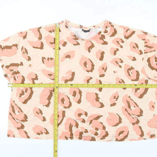 ASOS Design Women's Beige Animal Print Cotton T-Shirt UK 22
