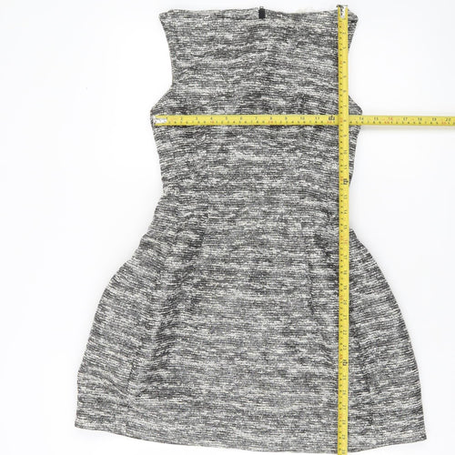Zara Woman Women’s Grey XS A-Line Sleeveless Tweed Dress