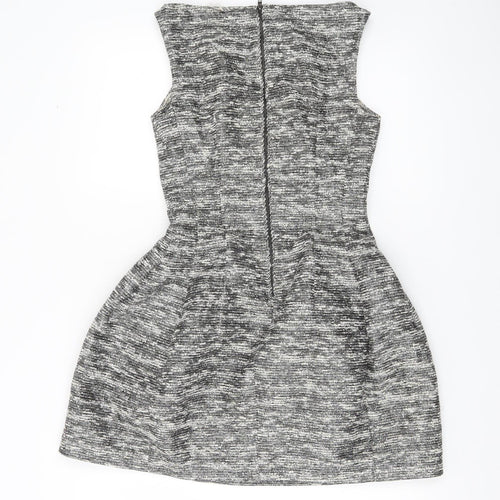 Zara Woman Women’s Grey XS A-Line Sleeveless Tweed Dress