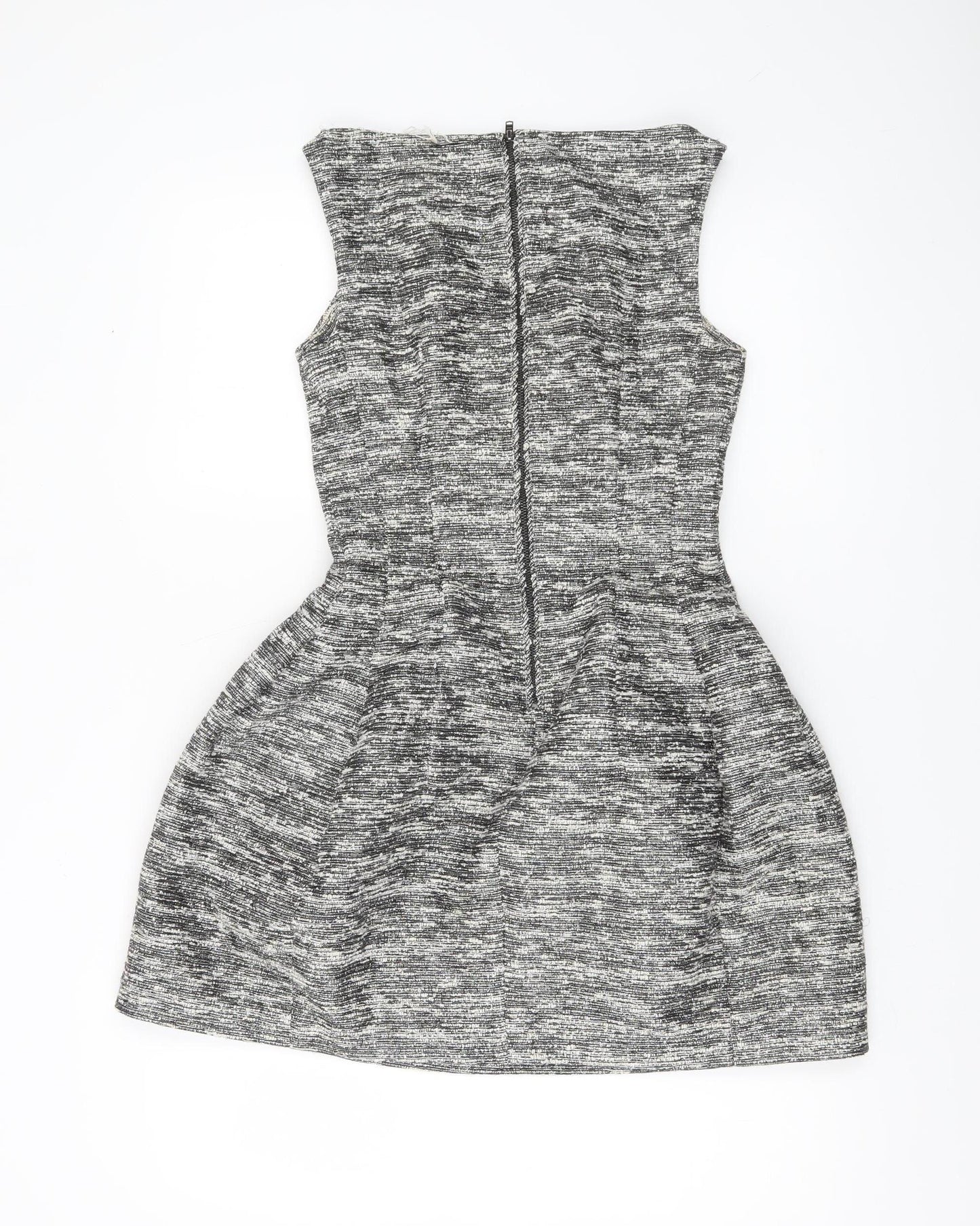 Zara Woman Women’s Grey XS A-Line Sleeveless Tweed Dress